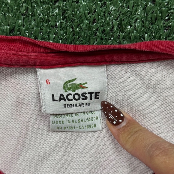 Lacoste Graphic T Shirt Men's Size 6 Red Short Sleeve Stretch Crocodile Tee - Picture 7 of 7